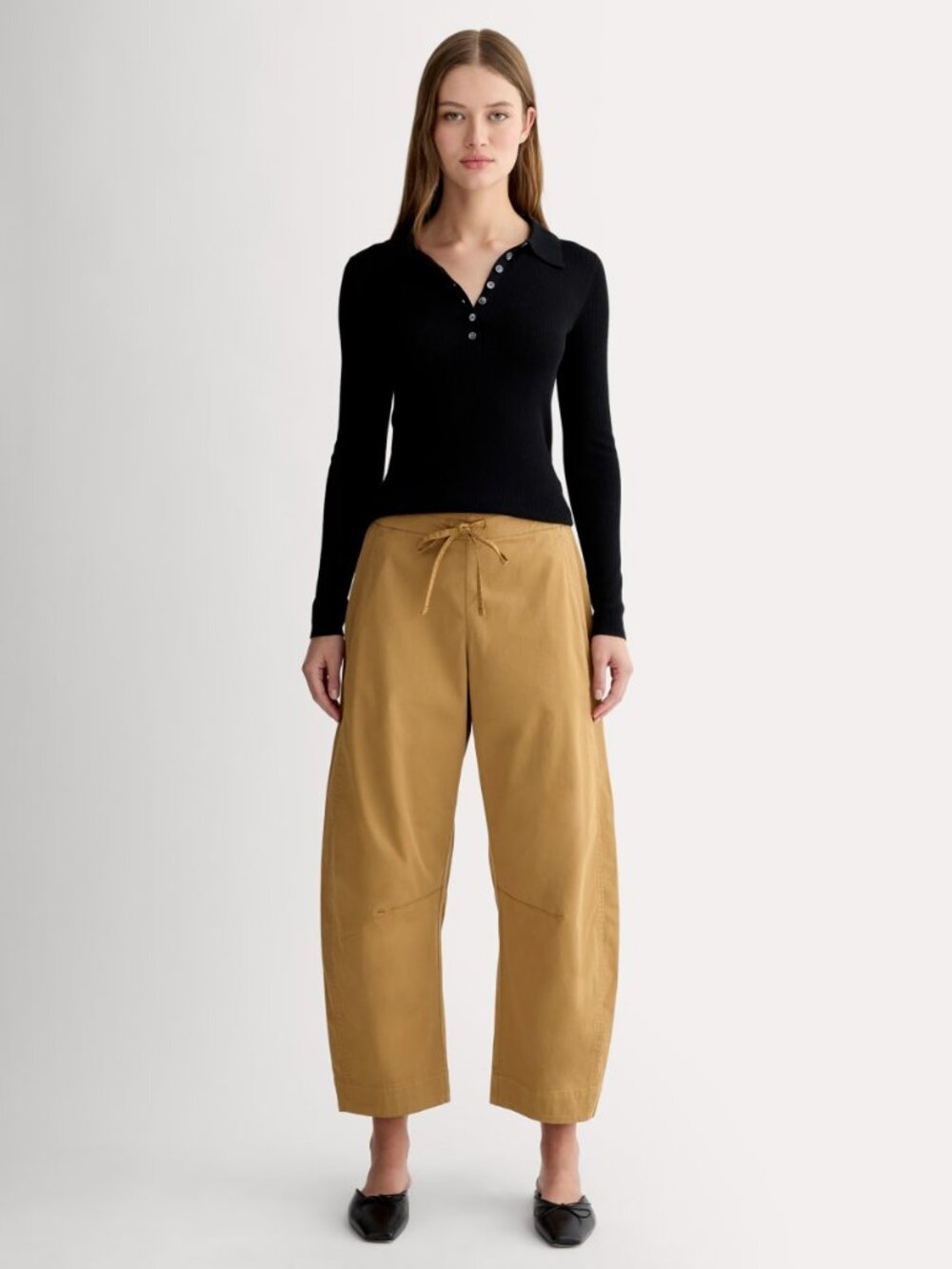 Everlane Women's Easy Barrel Pant in Oak Brown, Size Small, Cotton/Twill